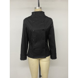 Stand Collar Double Breasted Slim Jacket