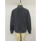 Color Block Half Button Corduroy Sweatshirt
