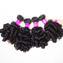 Weave Funmi Hair 4 Bundles Spring Egg Curly Virgin Hair Bundles Natural Black Color