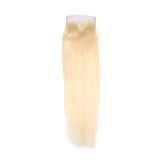 Remy Human Hair Lace  Closure Pure 613 Honey Platinum Blonde Straight Hair 4*4 Lace Closure Hair Closure Free Part Middle Part Three Part