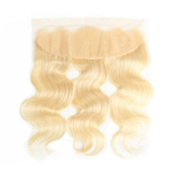 Remy Human Hair 613 Blonde Lace Frontal Closure Free Part Body Wave 13*4 Ear to Ear Swiss Lace Bleached Knot