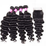 Loose Deep Wave Virgin Hair 4 Bundles With Closur Loose Deep Human Hair Weave Bundles With Closure