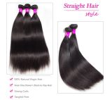 3 Bundles Straight Human Virgin Hair With 360 Lace Frontal Closure