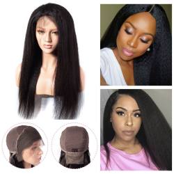 Kinky Straight 13×4 Lace Front Wigs Virgin Human Yaki Hair Wigs