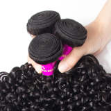 Jerry Curly Human Hair Weft Bundles With 13*4 Lace Frontal Closure 3 Bundles With Frontal 100% Virgin Human Hair