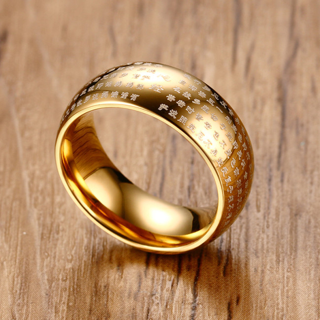 Wholesale Stainless Steel 8mm Heart Sutra Ring