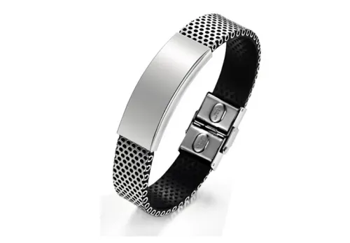 Wholesale Stainless Steel Mesh Leather Bracelet