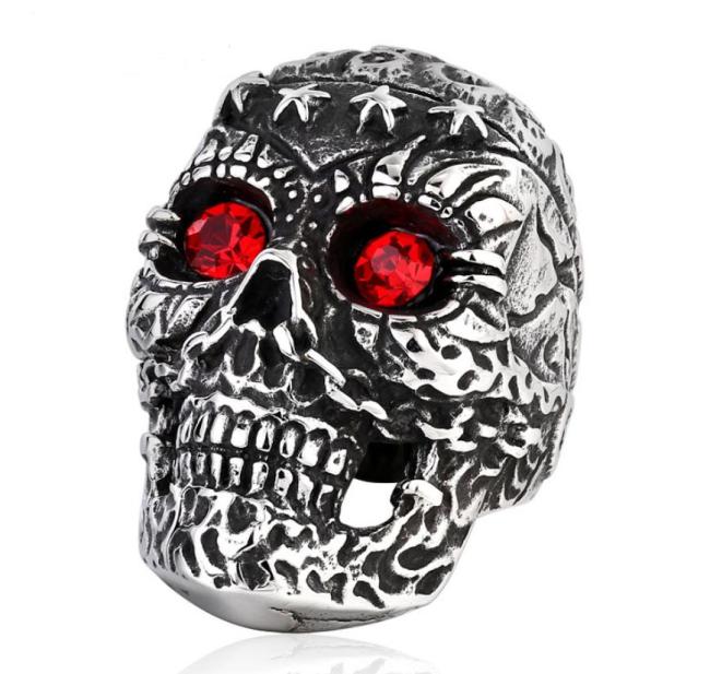 Wholesale Stainless Steel Red Eyes Skull Ring