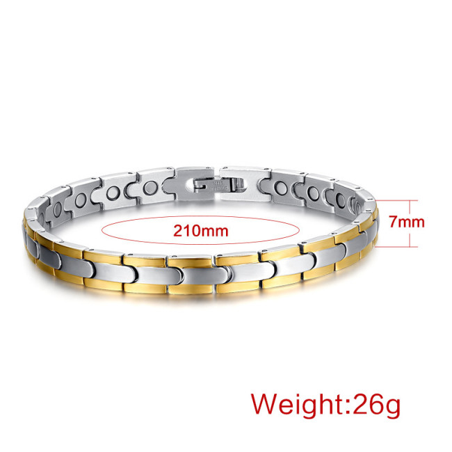 Wholesale Stainless Steel Gold Edge Puzzle Magnetic Bracelets