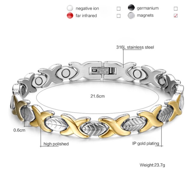 Wholesale Stainless Steel Leaf Magnetic Bracelet for Women