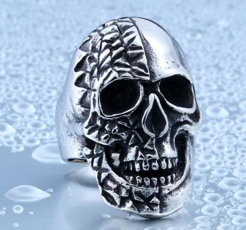 Wholesale Stainless Steel Yin Yang Face Skull Ring