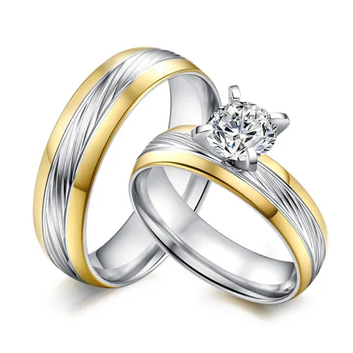 Wholesale Stainless Steel Engagement Ring Settings with Princess CZ