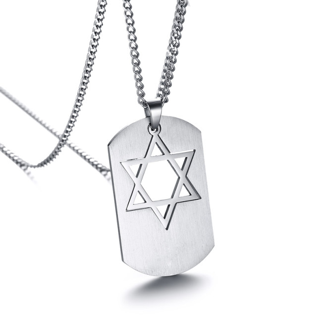 Wholesale Stainless Steel Inlaid Star Dog Tag Pendant