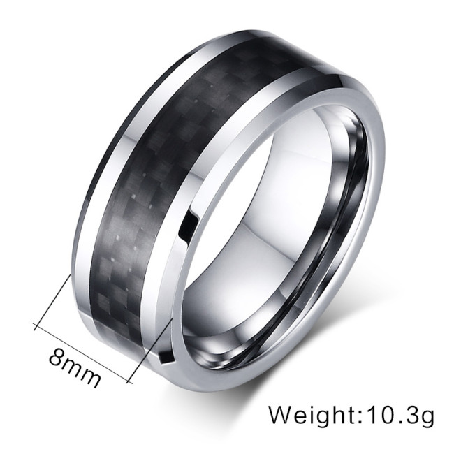 Wholesale Black Carbon Fiber Inlay Tungsten Ring