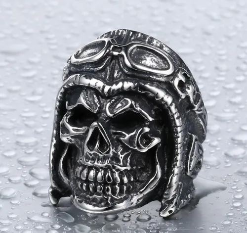 Wholesale Stainless Steel Fashion Aviator Skull Ring