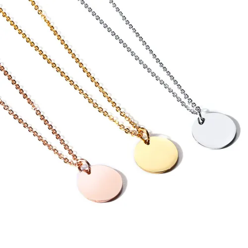 Wholesale Stainless Steel Womens Blank Circle Necklace