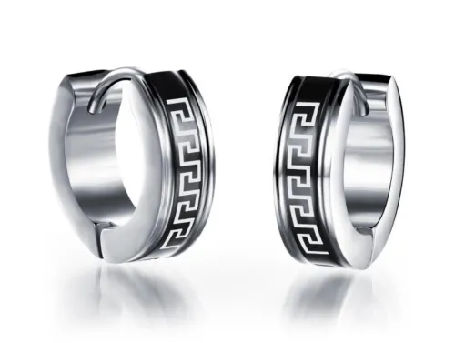 Wholesale Stainless Steel Mens Maze Hoop Earring