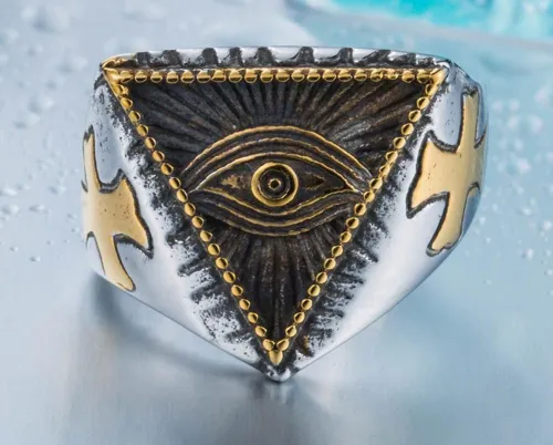Wholesale Stainless Steel Devil's Eye Cross Ring
