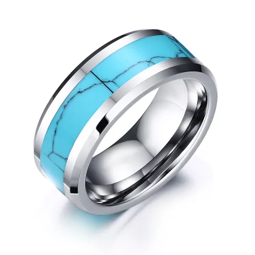 Wholesale Turquoise Inlay Tungsten Rings