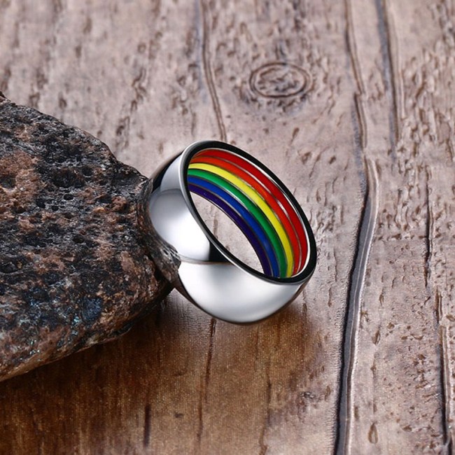 Wholesale Stainless Steel Rainbow Gay Pride Rings