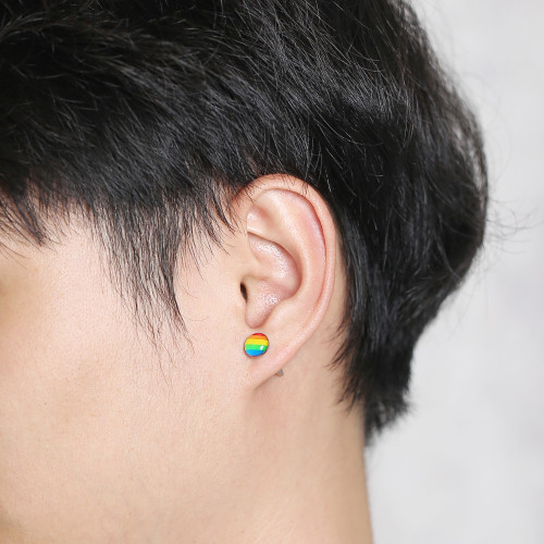 Wholesale Stainless Steel Rainbow Gay Stud Earring