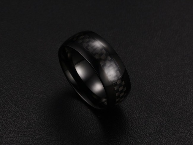 Wholesale Stainless Steel 8mm Black Carbon Fiber Ring for Sale