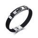 Wholesale Stainless Steel Cross Black Silicone Bracelet