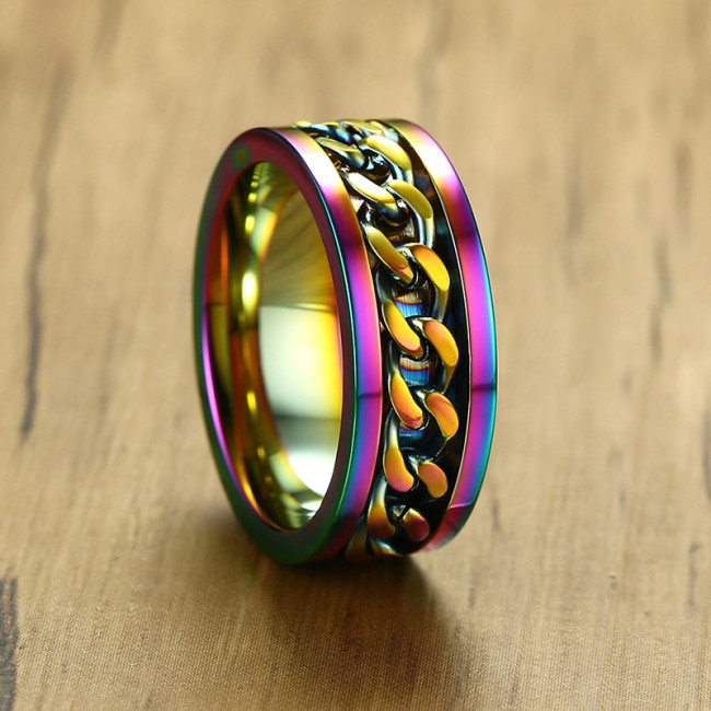 Wholesale Stainless Steel Colorful Curb Chain Ring