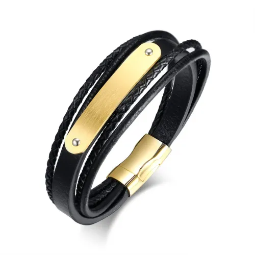 Wholesales Leather Bracelet Stainless Steel Blank Engraving