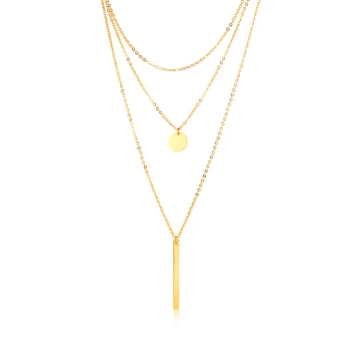 Wholesale Stainless Steel Bar and Circle Double Friendship Necklace