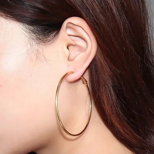 Wholesale Stainless Steel Classic Golden Hoops Earrings