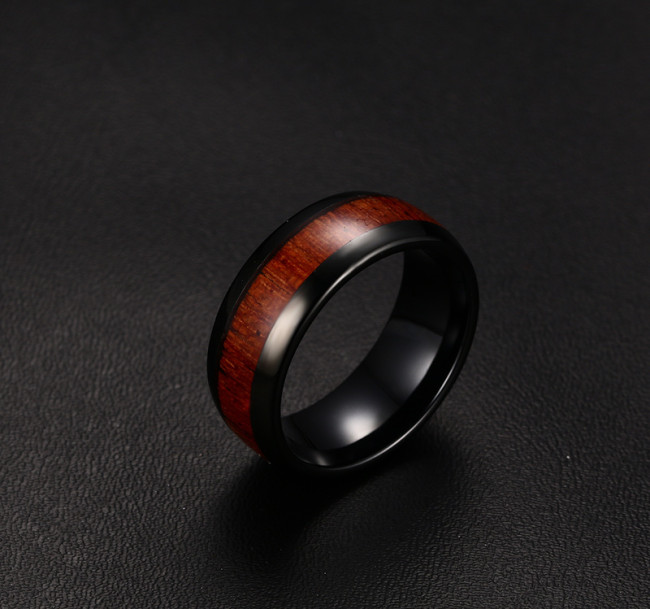 Wholesale 8mm Tungsten Rings with Wood Inlay