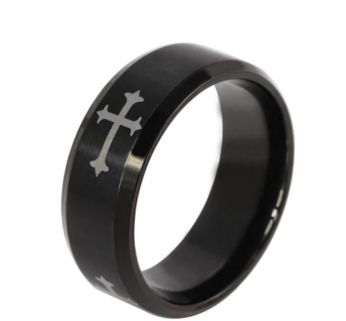 Wholesale Stainless Steel Black Cross Ring