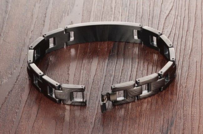 Wholesale Stainless Steel Black Blank ID Bracelet