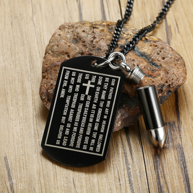 Wholesale Stainless Steel Mens Dog Tag Style Necklace