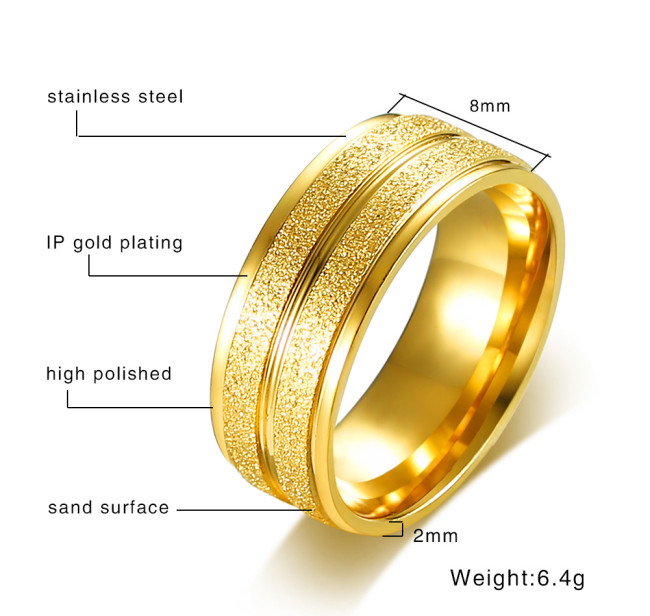 Wholesale Stainless Steel Sandblasted Groove Wedding Ring
