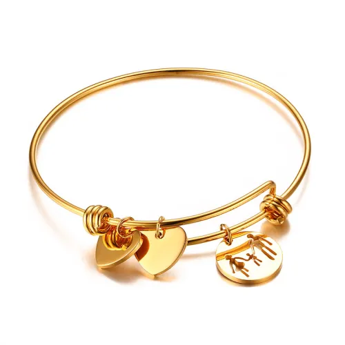 Wholesale Stainless Steel Family Tag Bangle Bracelet