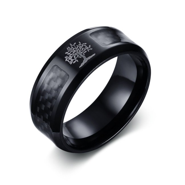Wholesale Stainless Steel Life Tree Carbon Fiber Ring