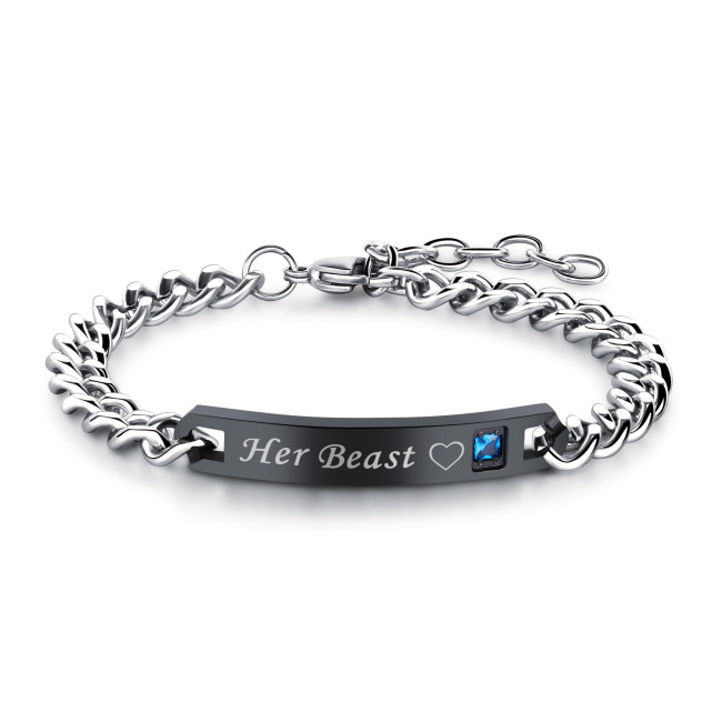 Wholesale Stainless Steel His Beauty Her Beast Couple Bracelet