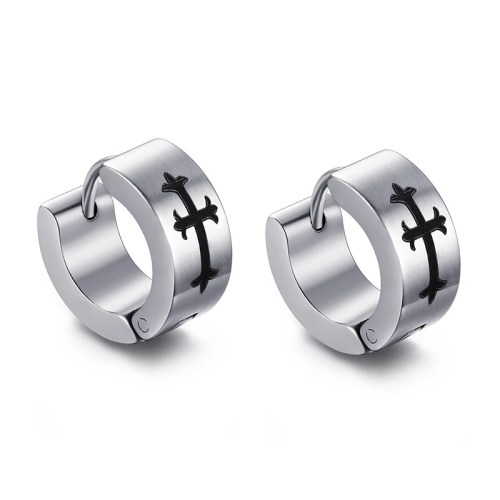 Wholesale Stainless Steel Cross Huggie Hoop Earrings