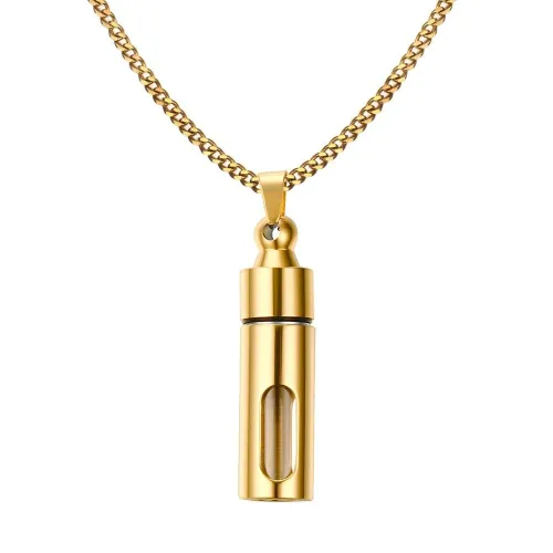 Wholesale Stainless Steel Simple Cylinder Perfume Bottle Pendant