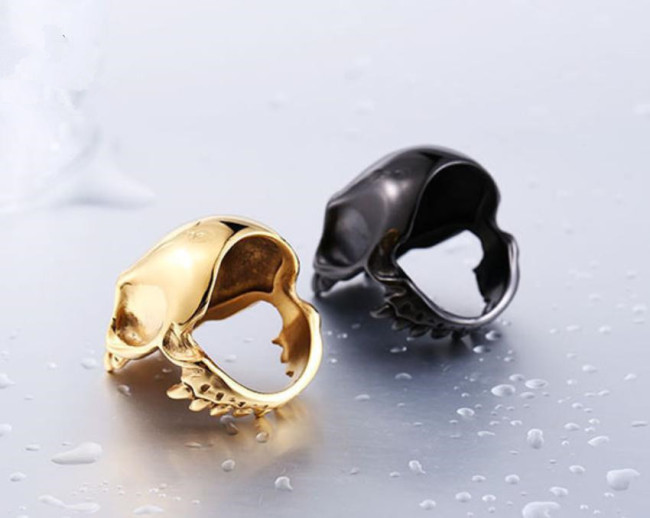 Wholesale Stainless Steel IP Black Skull Ring