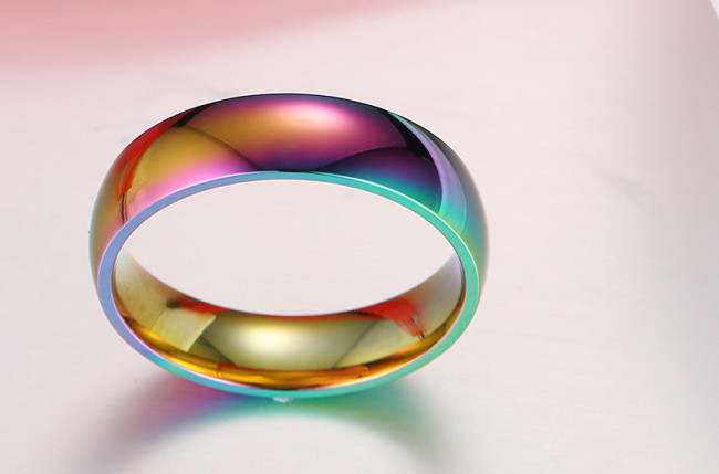 Wholesale Stainless Steel Engravable Rainbow Ring