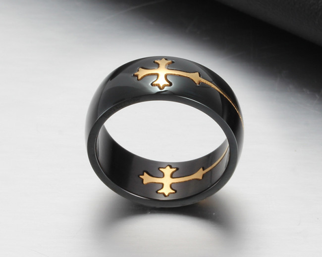 Wholesale Stainless Steel 2-Tone Cross Ring