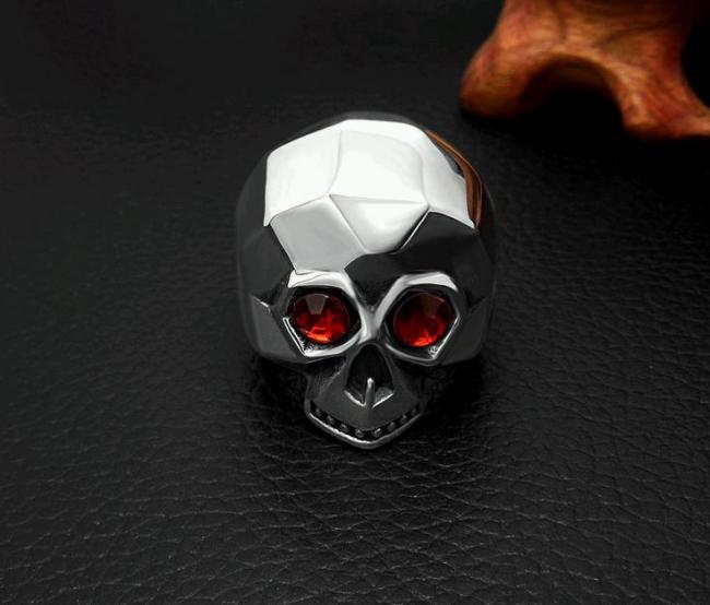 Wholesale Stainless Steel Red Eyes Skull Ring for Women