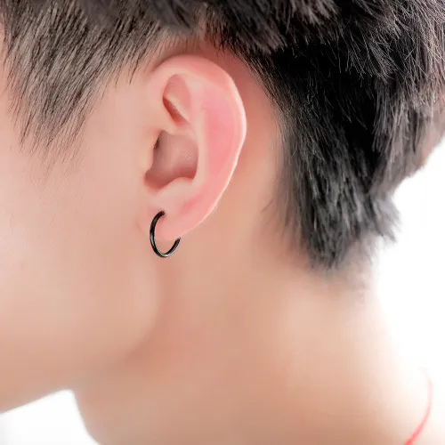 Wholesale Stainless Steel Elegant Men's Hoop Earrings