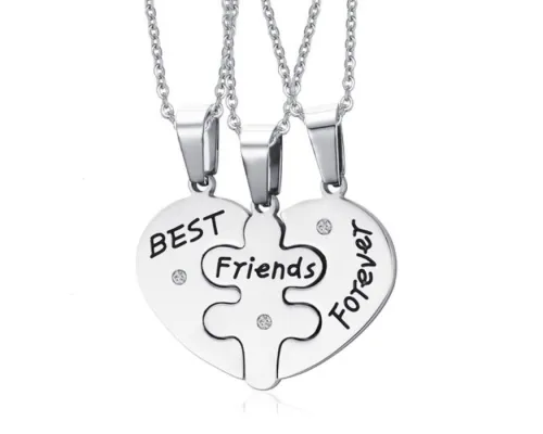 Wholesale Stainless Steel Best Friend Pendants with CZ