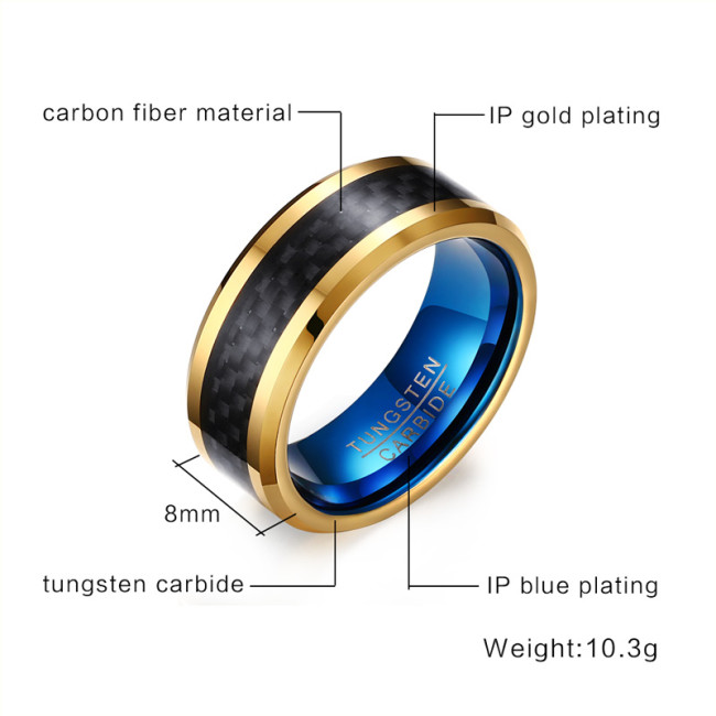 Wholesale Tungsten Carbide Carbon Fiber Inlay Ring