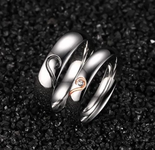 Wholesale Stainless Steel Engagement Ring Band Set
