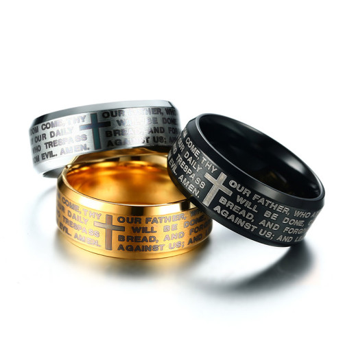 Wholesale Stainless Steel Cross Bible Band Ring